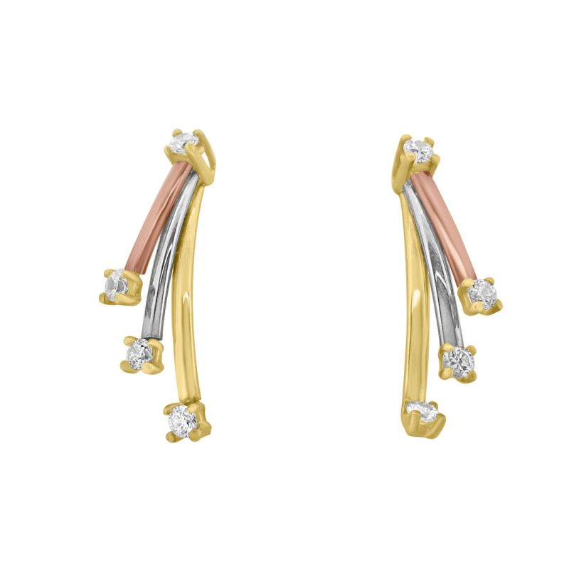 9ct RoseYellow & White Gold C/Z Earrings