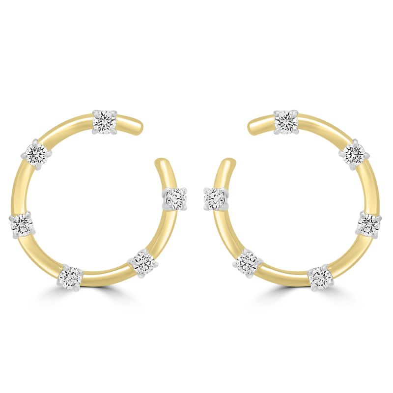 18ct Yellow Gold Brilliant Cut Diamond Circle Earrings 0.74ct