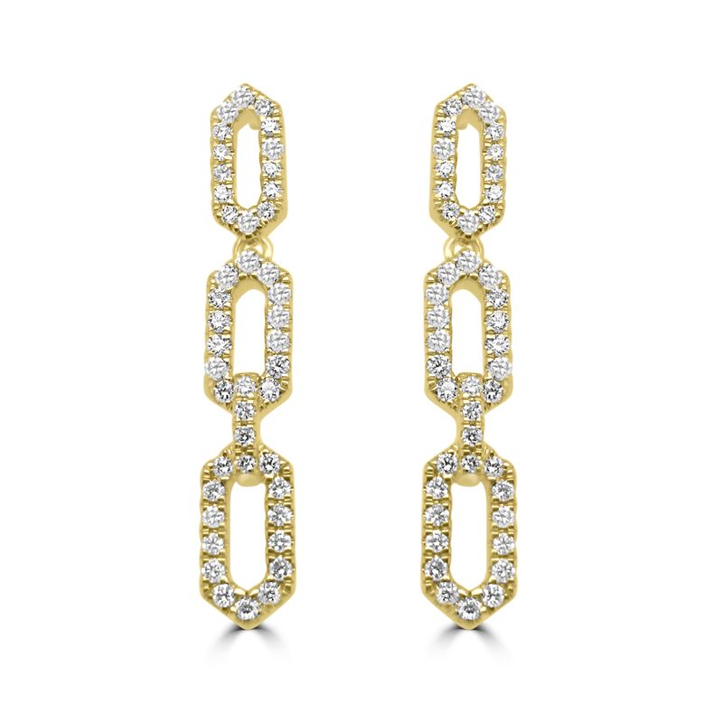 18ct Yellow Gold Brilliant Cut Diamond Drop Earrings 0.53ct