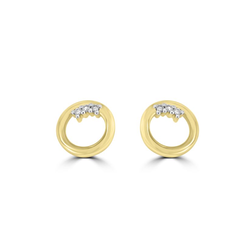 9ct Yellow Gold Brilliant Cut Diamond Circle Stud Earrings 0.04