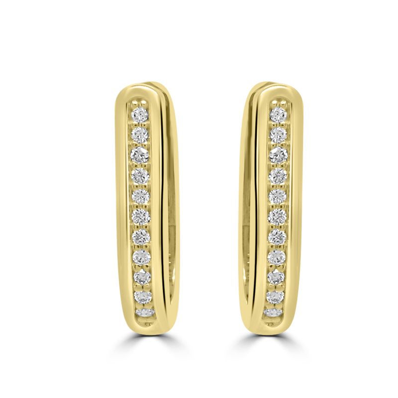 9ct Yellow Gold Brilliant Cut Diamond Hinged Hoop earrings 0.10ct
