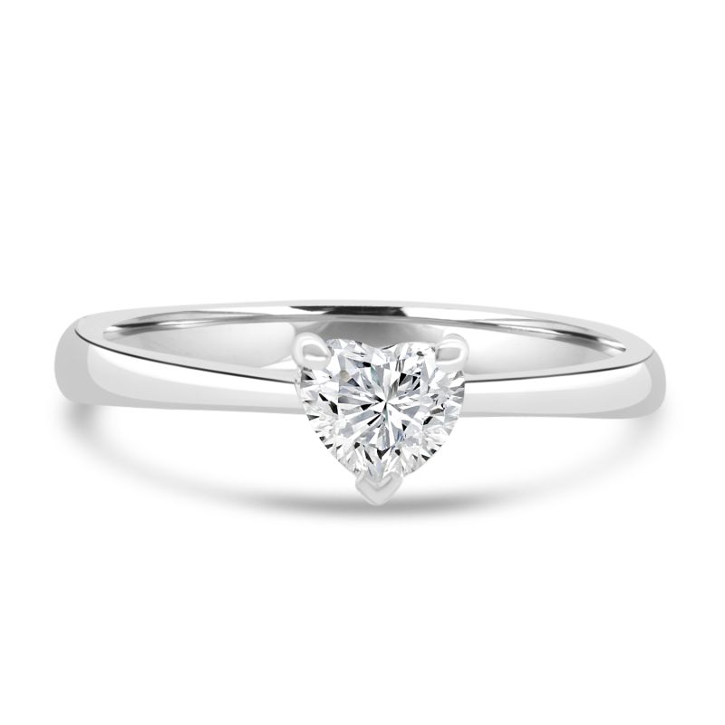 Anniversary Love Heart Diamond Solitaire Ring 0.31ct