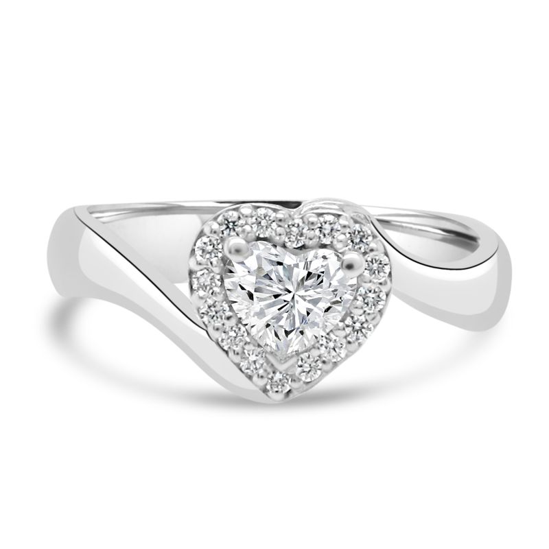 Anniversary Love Heart Diamond Halo Ring 0.50ct