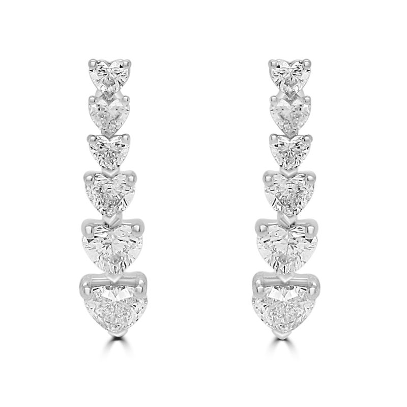 Anniversary Love Hear Cut Diamond Earrings 2.46ct