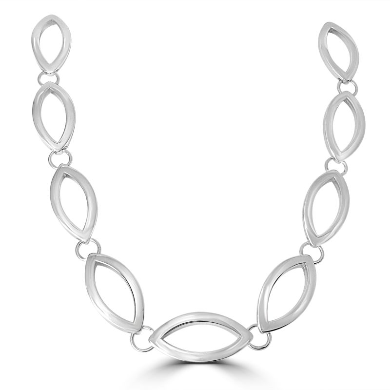 Silver Open Marquise Shaped Link Necklet