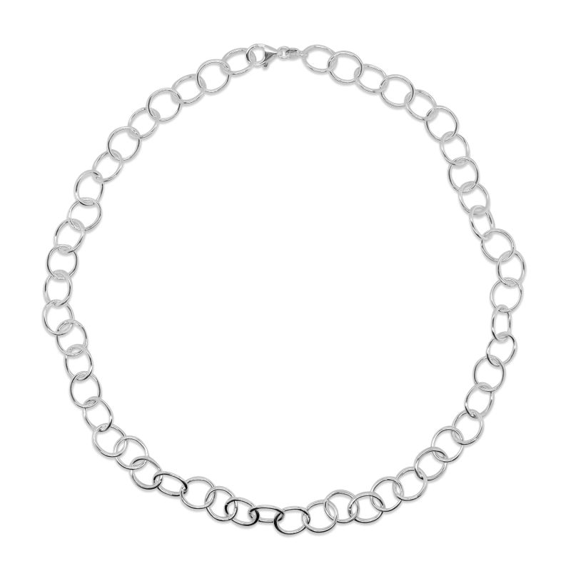Silver Open Belcher Link Neck Chain 42cm