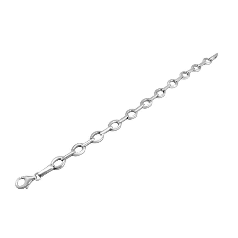 Silver Oval Link & Bar Bracelet