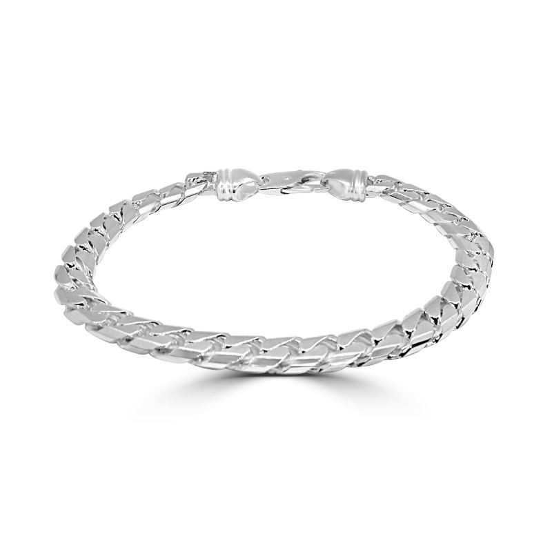 Silver Flat Square Curb Bracelet