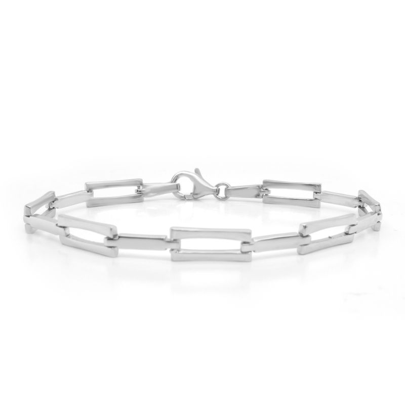 Silver Rectangular Link & Bar Bracelet
