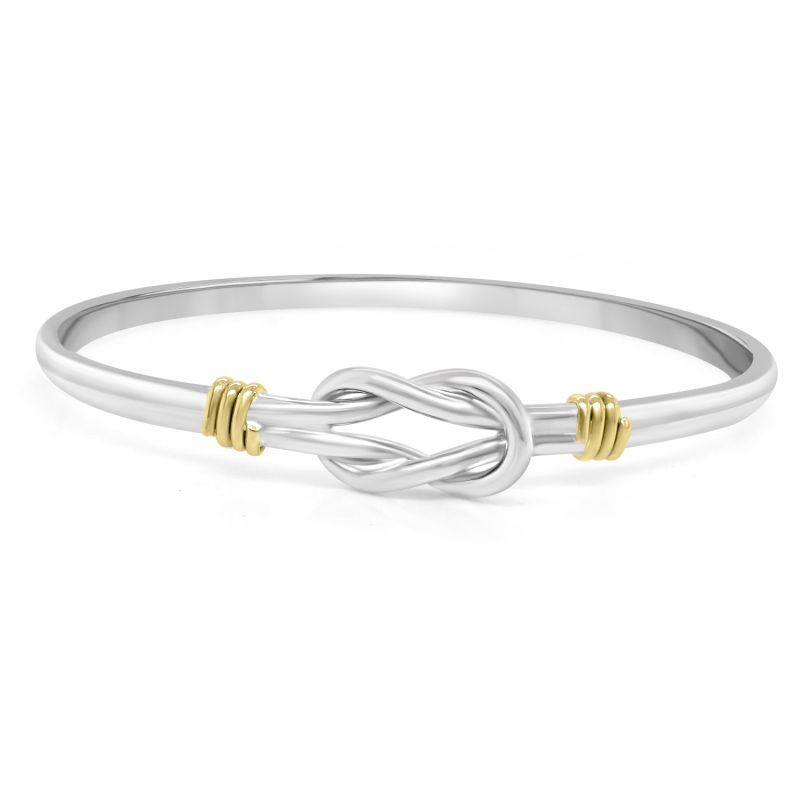 Silver Knot Bangle Gold Detail