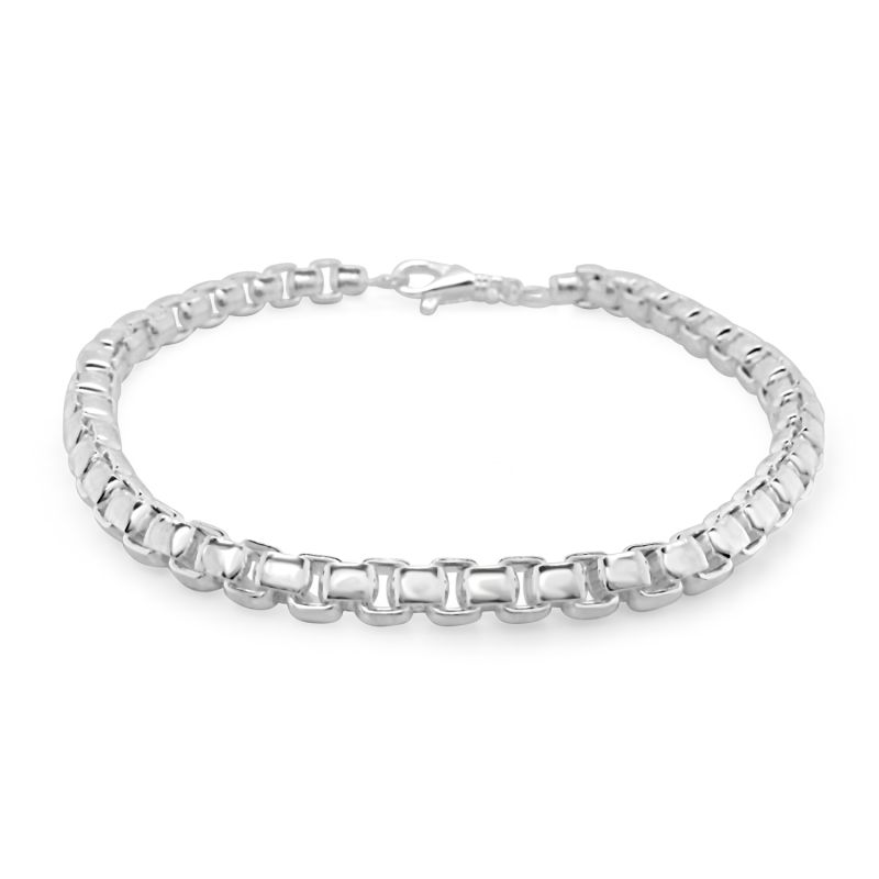 Silver Rounded Box Link Bracelet