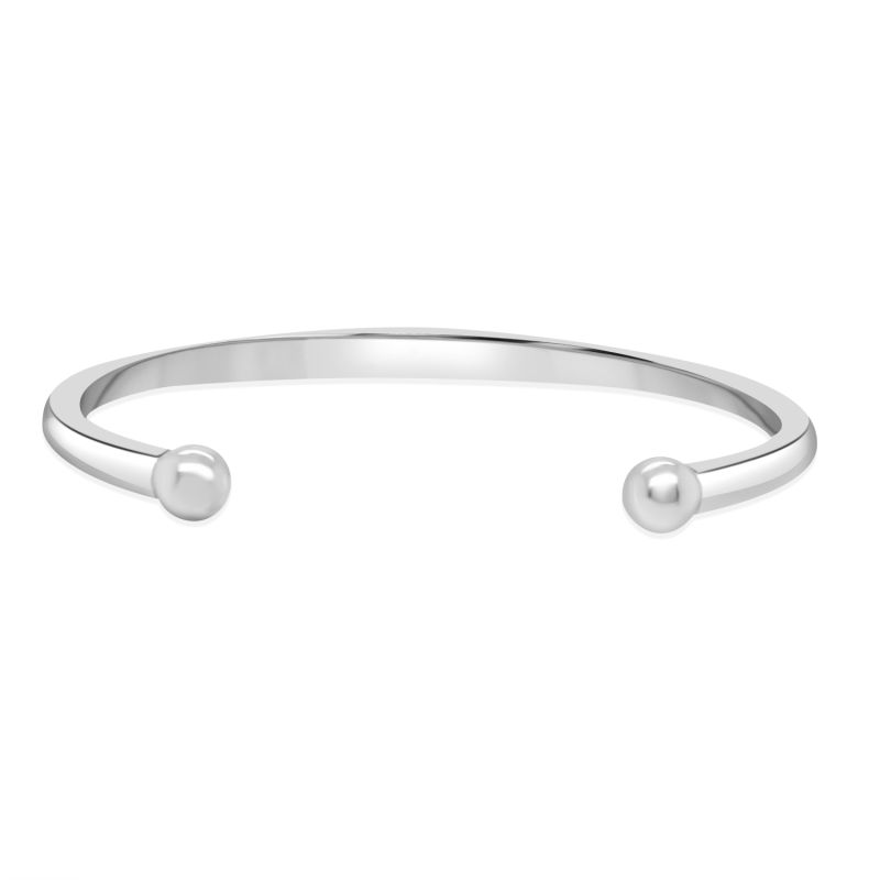 Sterling Silver Beaded End Torque Bangle 