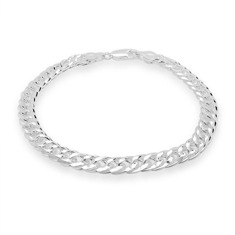 Silver Double Curb Bracelet 21cm