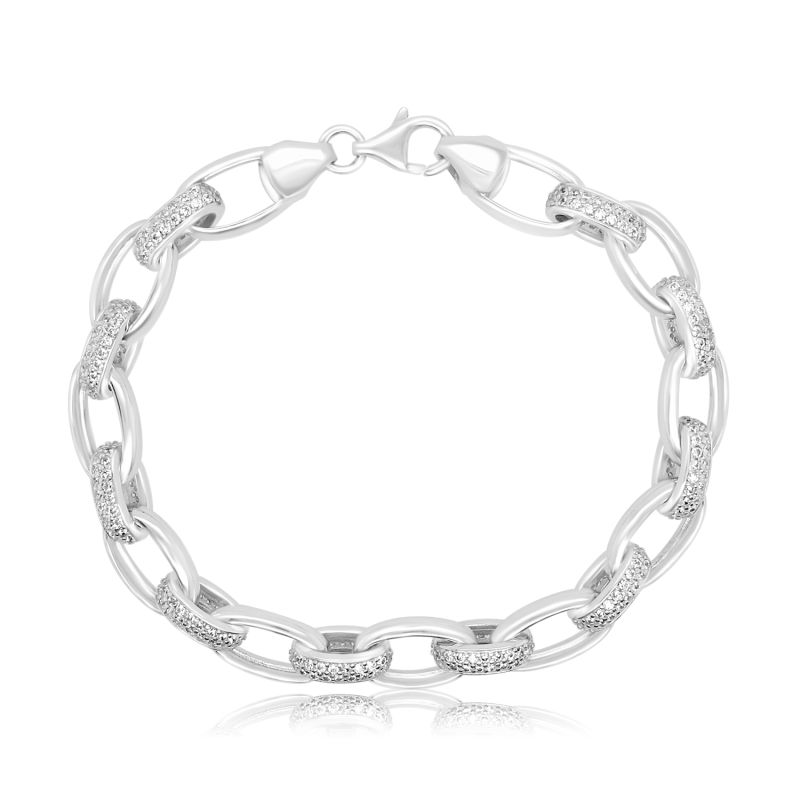 Silver Cubic Zirconia Bracelet 19cm
