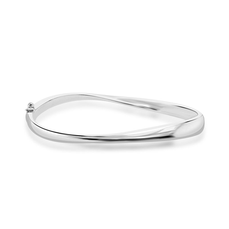 Sterling Silver twist detail hinged bangle