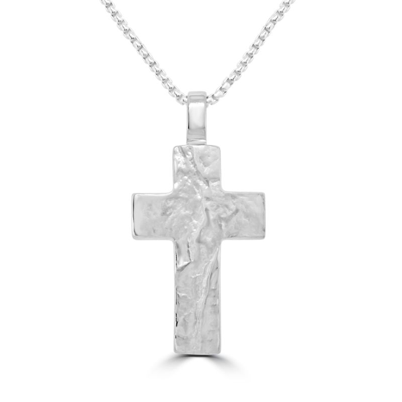 Silver Hammered Finish Cross