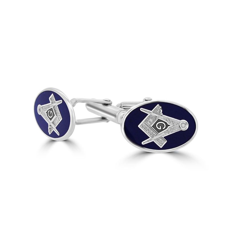 Silver & Blue Enamel Masonic Cufflinks