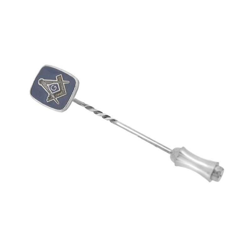 Silver & Blue Enamel Masonic Lapel Pin