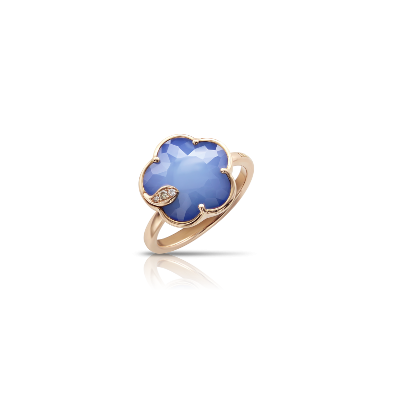 Pasquale Bruni Petit Joli 18ct Rose Gold Blue Moon & Diamond Dress Ring 0.04ct