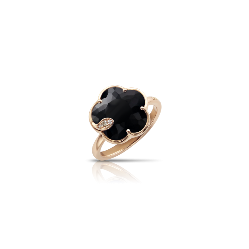 Pasquale Bruni 18ct Rose Gold Black Onyx & Diamond Petit Joli Dress Ring 0.04ct