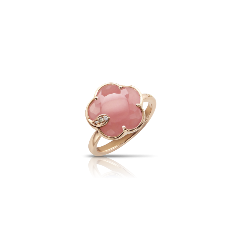 Pascale Bruni Petit Joli 18ct Rose Gold Pink Chalcedony & Diamond Dress Ring 0.04ct
