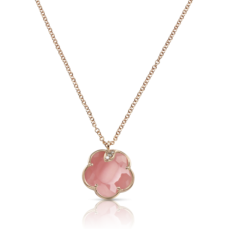 Pasquale Bruni 18ct Rose Gold Pink Chalcedony & Diamond Petit Joli Necklace