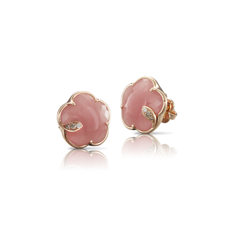 Pasquale Bruni 18ct Rose Gold Pink Chalcedony & Diamond Petit Joli Earrings 0.06ct