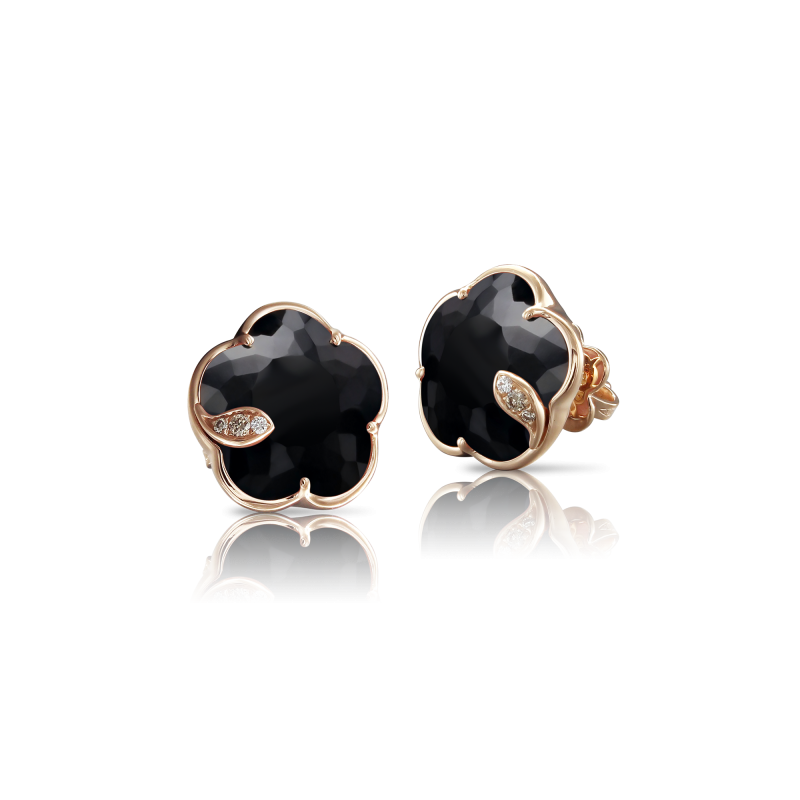 Pasquale Bruni 18ct Rose Gold Black Onyx & Diamond Petit Joli Earrings 0.06ct
