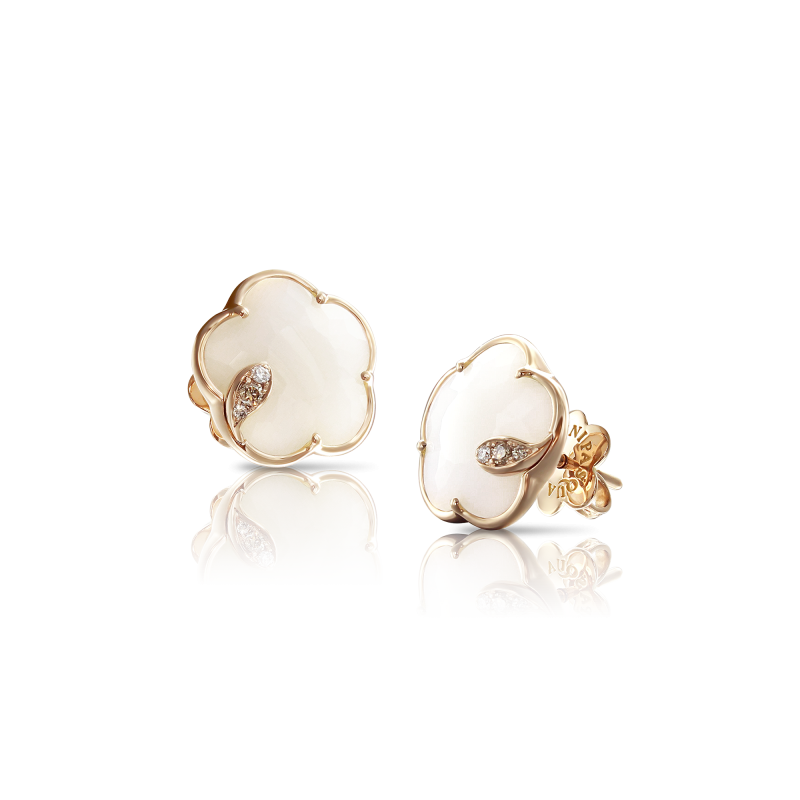 Pasquale Bruni Rose Gold White Agate and Diamond Petit Joli Earrings