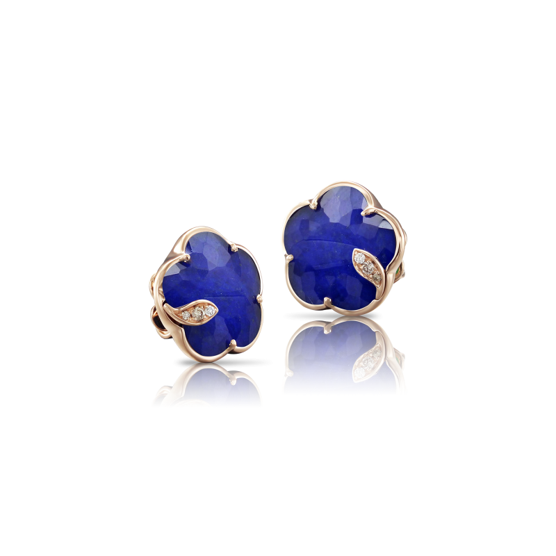 Pasquale Bruni Petit Joli 18ct Rose Gold Crystal & Lapis Lazuli & Diamond Earrings 0.05ct