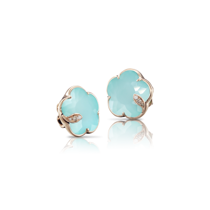 Pasquale Bruni Petit Joli 18ct Rose Gold Sea Moon Gem & Diamond Earrings 0.05ct
