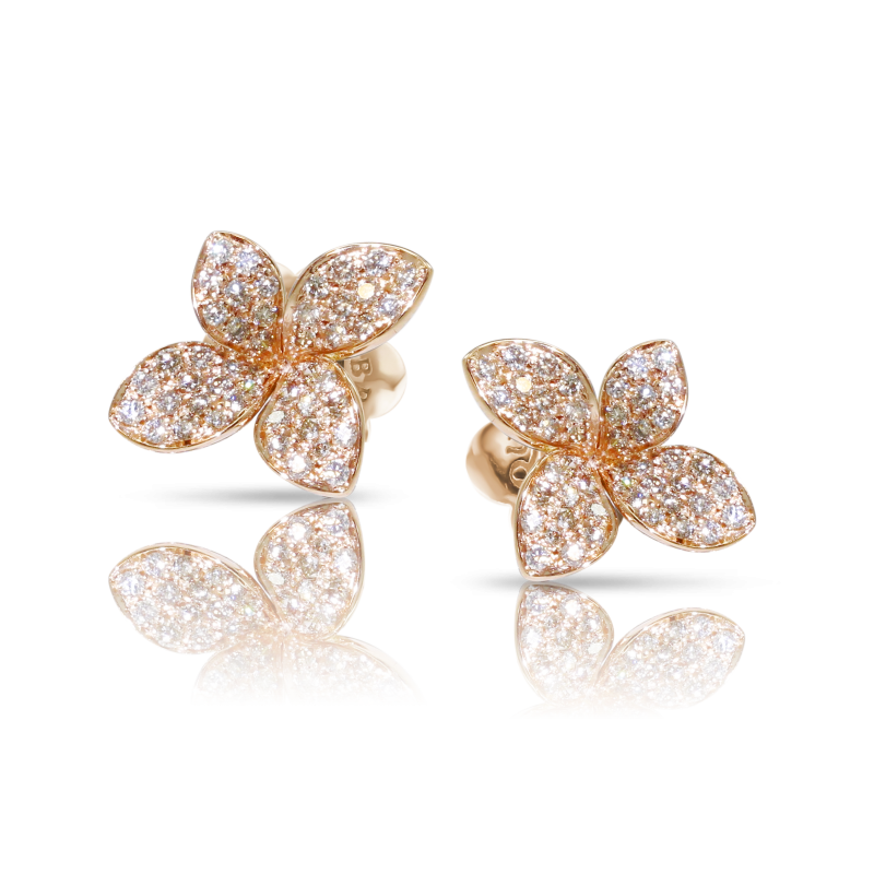 Pasquale Bruni 18ct Rose Gold White & Champagne Diamond petit garden earrings 