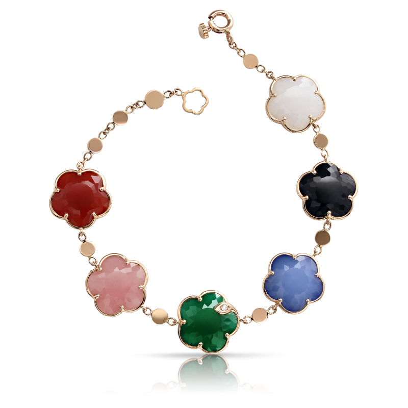 Pasquale Bruni Petit Joli 18ct Rose Gold Mixed Stone & Diamond Bracelet 0.02ct