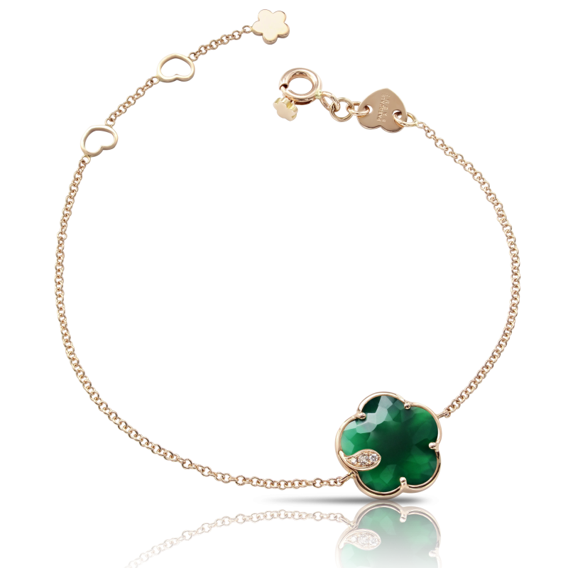 Pasquale Bruni 18ct Rose Gold Green Agate & Diamond Petit Joli Bracelet 0.04ct