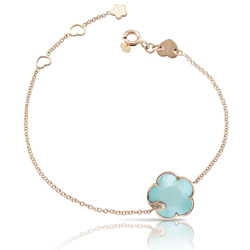 18ct Rose Gold Sea Moon & Diamond Bracelet 0.04ct