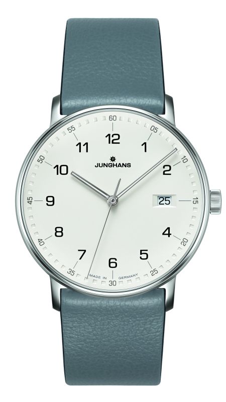 Junghans Form Quartz Gents Grey Leather Strap Watch 041/4885.00