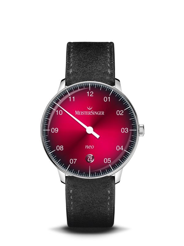 MeisterSinger Neo Sunburst Red Degrade Strap Watch NE911D