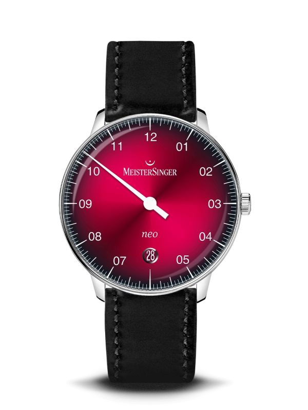 MeisterSinger Neo Sunburst Red Degrade Strap Watch  NE411D
