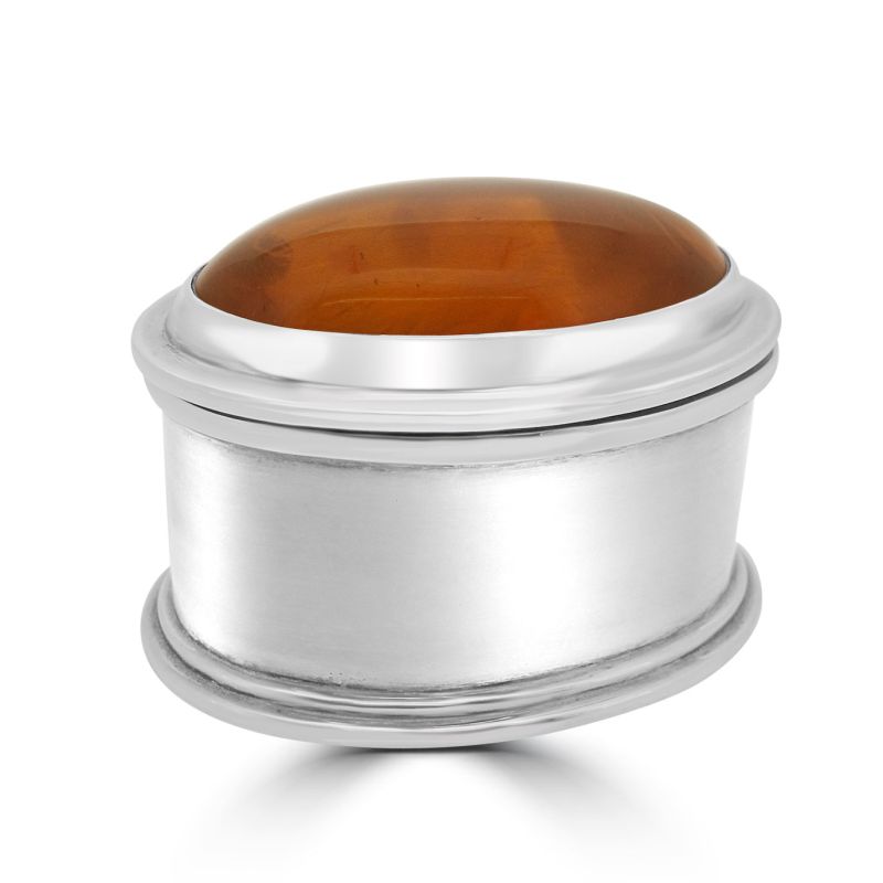 Silver Amber Oval Box