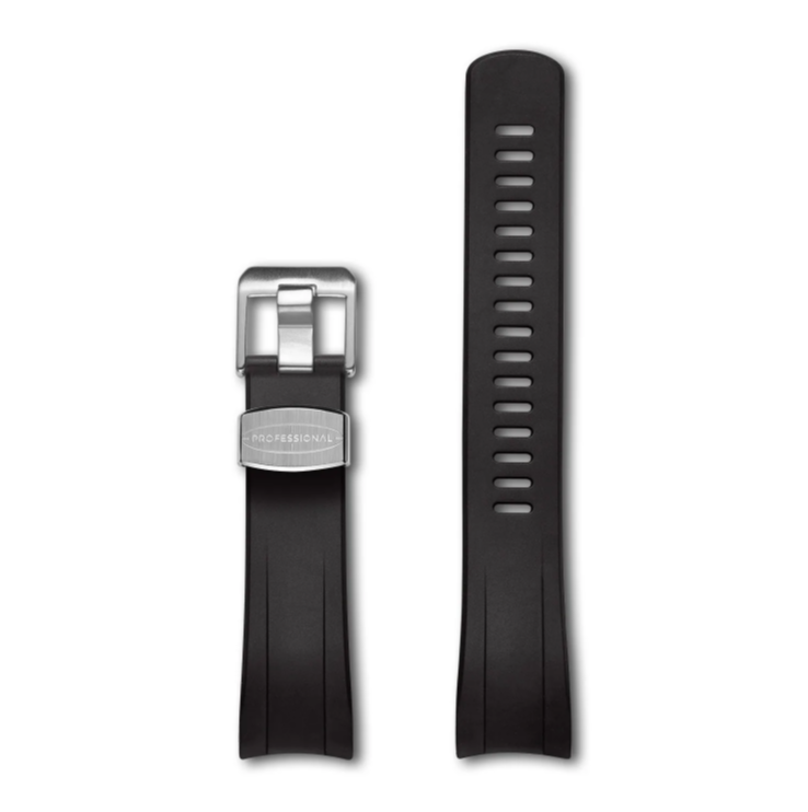 Crafter Blue Curved End Rubber Strap for Seiko Samurai - Black