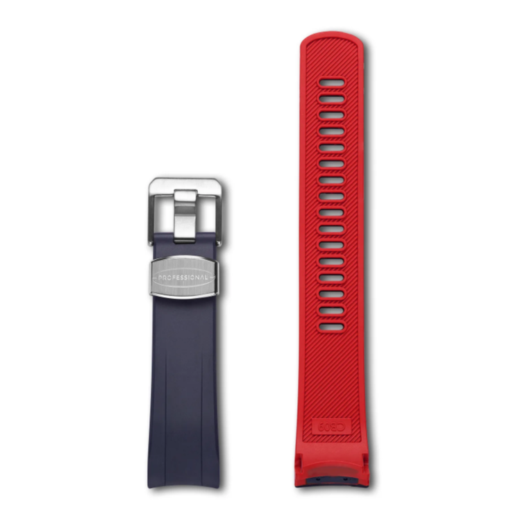 Crafter Blue Rubber Strap For Seiko Samurai - Navy/Red