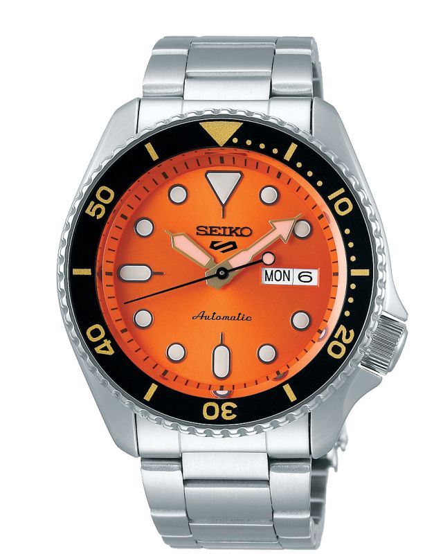 Seiko 5 Orange Dial Bracelet Watch SRPD59K1