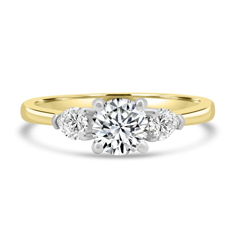 18ct Gold Brilliant & Pear Cut Diamond Engagement Ring 0.78ct