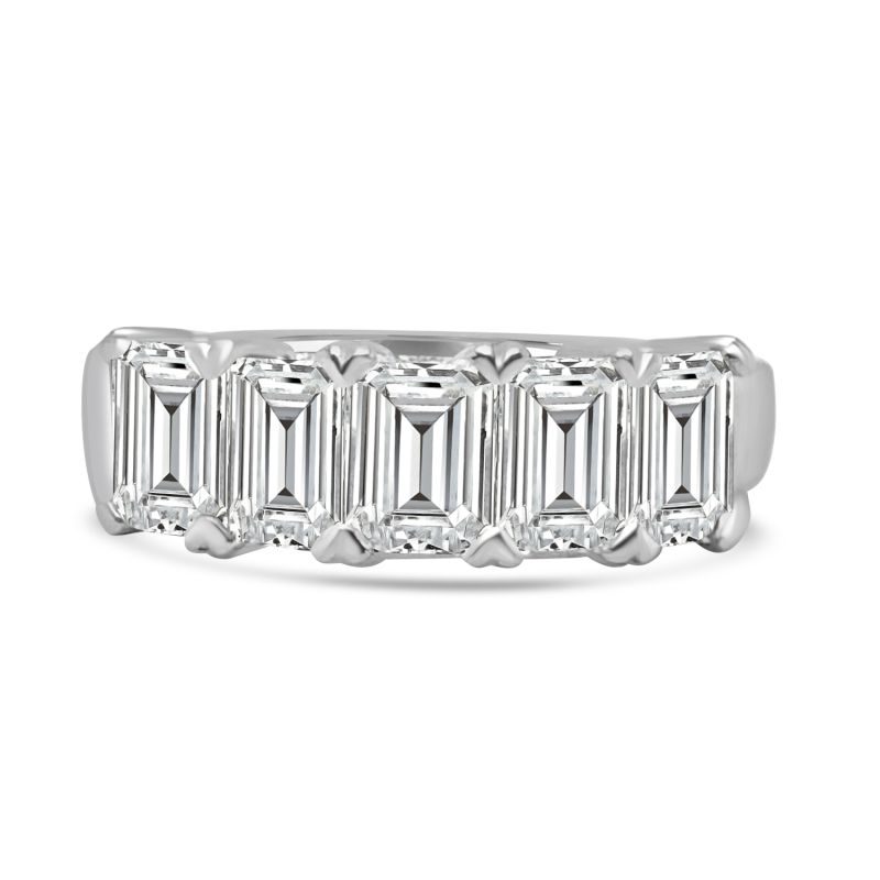 Platinum Emerald Cut Diamond 5 Stone Ring 2.59ct