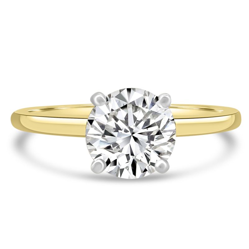 18ct Yellow Gold round Brilliant Cut Lab Solitaire Engagement Ring 1.54ct