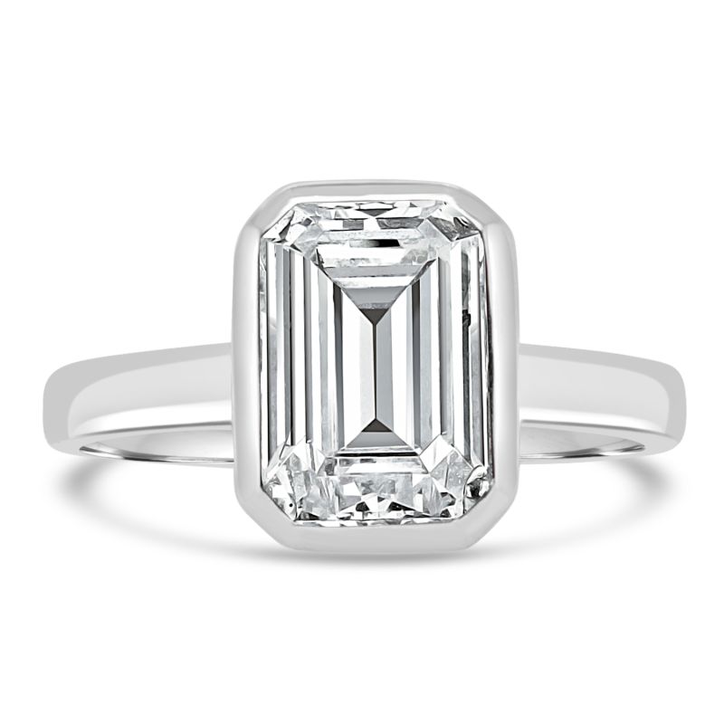 Platinum Emerald Cut Lab Grown Diamond Engagement Ring 2.11ct