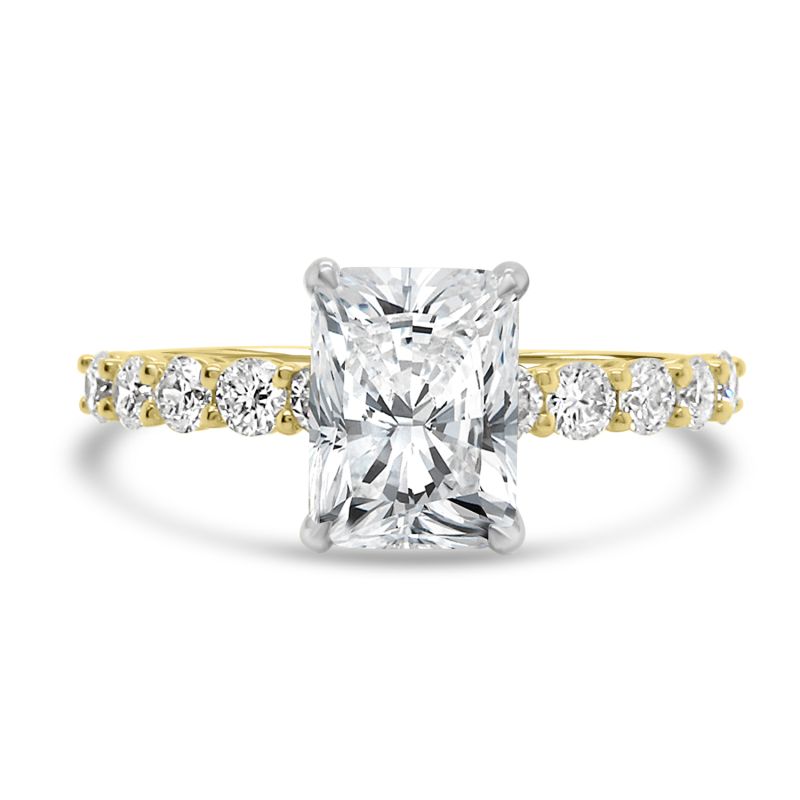 18ct Gold Radiant Cut Lab Grown Diamond Engagement Ring 2.10ct