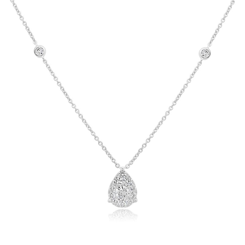 18ct White Gold Brilliant Cut Diamond Pear Shaped Necklet 0.45ct