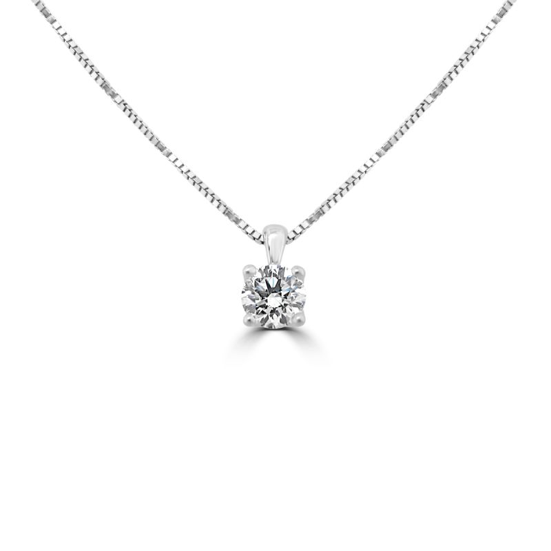 18ct White Gold Brilliant Cut Diamond Pendant & Chain 0.51ct