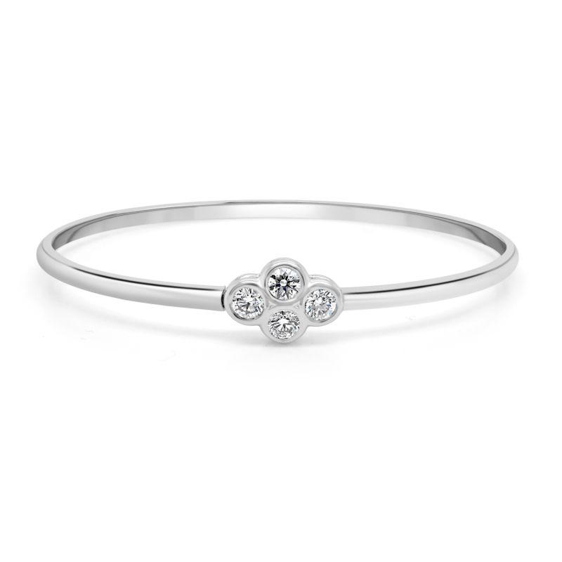 18ct White Gold Brilliant Cut Diamond Cluster Bangle 0.48ct